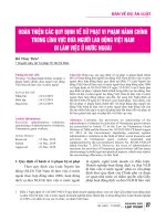 Hoàn thiện các quy định về xử phạt vi phạm hành chính trong lĩnh vực đưa người lao động Việt Nam đi làm việc ở nước ngoài