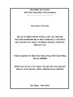 Đề xuất biện pháp nâng cấp cầu Thanh Nguyên KM8+050 HL16 Trà Vinh dựa vào kết quả đánh giá thực nghiệm trạng thái kỹ thuật cầu