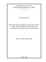 Hiện trạng quản lý rơm rạ và khả năng sử dụng chúng làm nguồn phân bón trực tiếp cho cây khoai tây ở huyện quế võ, tỉnh bắc ninh 