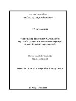 Thiết kế hệ thống pin năng lượng mặt trời cấp điện cho Trường Đại học Phạm Văn Đồng - Quảng Ngãi