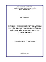 Đánh giá tình hình xử lý chất thải tại các trang trại chăn nuôi lợn trên địa bàn huyện văn giang, tỉnh hưng yên   