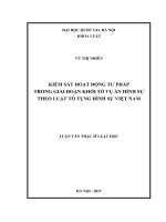 Kiểm sát hoạt động tư pháp trong giai đoạn khởi tố vụ án hình sự theo Luật tố tụng hình sự Việt Nam : Luận văn ThS. Luật: 603801