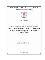 Thực trạng dạy học lâm sàng môn truyền nhiễm và hiệu quả can thiệp bằng sử dụng bệnh án điện tử tại đại học y khoa vinh (luận án tiến sĩ) 