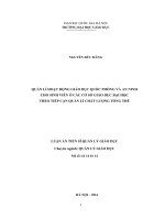 Quản lý hoạt động giáo dục quốc phòng và an ninh cho sinh viên ở các cơ sở giáo dục đại học theo tiếp cận quản lý chất lượng tổng thể : Luận án TS. Giáo dục học: 62 14 01 14