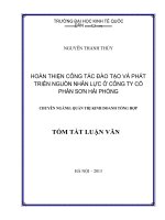 Hoàn thiện công tác đào tạo và phát triển nguồn nhân lực ở Công ty cổ phần Sơn Hải Phòng