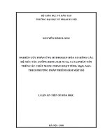 Nghiên cứu phản ứng hydrogen hóa CO bằng các hệ xúc tác lưỡng kim loại ni cu, co cu phân tán trên các chất mang than hoạt tính, mgo, al2o3 theo phương pháp phiếm hàm mật độ 