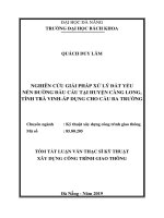 Nghiên cứu giải pháp xử lý đất yếu nền đường đầu cầu tại huyện Càng Long, tỉnh Trà Vinh - áp dụng cho cầu Ba Trường