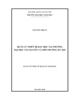 Quản lý thiết bị dạy học tại trường Đại học Tài nguyên và Môi trường Hà Nội. Luận văn ThS. Quản lý giáo dục: 60 14 01 14
