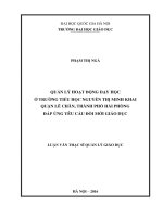 Quản lý hoạt động dạy học ở trường tiểu học Nguyễn Thị Minh Khai, Quận Lê Chân, thành phố Hải Phòng đáp ứng yêu cầu đổi mới giáo dục