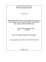 Những biện pháp tăng cường hiệu quả quản lý hoạt động ngoài giờ lên lớp của sinh viên Học viện Cảnh sát Nhân dân : Luận văn ThS. Giáo dục học: 60 14 05