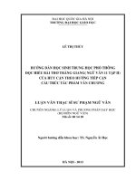 Hướng dẫn học sinh Trung học Phổ thông đọc hiểu bài thơ Tràng Giang (Ngữ văn 11 tập II) của Huy Cận theo hướng tiếp cận cấu trúc tác phẩm văn chương : Luận văn ThS. Văn học: 60 14 10