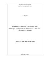 Phát triển tư duy sáng tạo cho học sinh thông qua dạy học chủ để "Phép nhân và phép chia các đa thức" - Đại số 8
