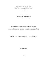 Quản lý hoạt động ngoại khóa của Khoa ngoại ngữ du lịch, trường Cao đẳng Du lịch Hà Nội : Luận văn ThS. Giáo dục học: 60 14 05