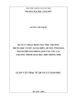 Quản lý hoạt động dạy học trường THCS Giang Biên, huyện Vĩnh Bảo, thành phố Hải Phòng đáp ứng chương trình giáo dục phổ thông mới