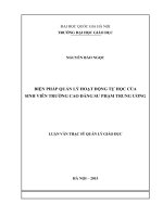 Biện pháp quản lý hoạt động tự học của sinh viên trường Cao đẳng Sư phạm Trung Ương : Luận văn ThS. Giáo dục học: 60 14 01 14
