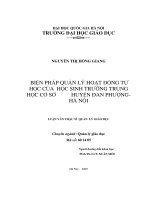 Biện pháp quản lý hoạt động tự học của học sinh trường trung học cơ sở huyện Đan Phượng - Hà Nội .
