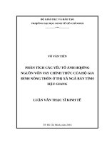 Phân tích các yếu tố ảnh hưởng nguồn vốn vay chính thức của hộ gia đình nông thôn ở thị xã ngã bảy tỉnh hậu giang 