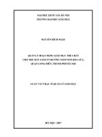 QUẢN LÝ HOẠT ĐỘNG GIÁO DỤC THỂ CHẤT CHO TRẺ MẪU GIÁO Ở TRƢỜNG MẦM NON HOA SỮA, QUẬN LONG BIÊN, THÀNH PHỐ HÀ NỘI