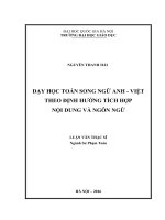 Dạy học Toán song ngữ Anh-Việt theo định hướng tích hợp nội dung và ngôn ngữ