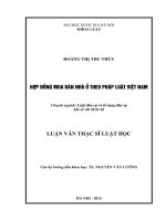 Hợp đồng mua bán nhà ở theo pháp luật Việt Nam : Luận văn ThS. Luật: 60 38 01 03
