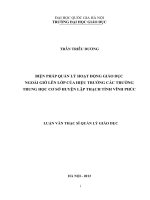 Biện pháp quản lý hoạt động giáo dục ngoài giờ lên lớp của Hiệu trưởng các trường trung học cơ sở huyện Lập Thạch, tỉnh Vĩnh Phúc : Luận văn ThS. Giáo dục học: 60 14 05
