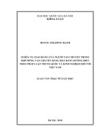 Nghĩa vụ giao hàng của người vận chuyển trong hợp đồng vận chuyển hàng hóa bằng đường biển theo pháp luật Trung Quốc và kinh nghiệm đối với Việt Nam