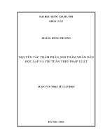 Nguyên tắc thẩm phán, Hội thẩm nhân dân độc lập và chỉ tuân theo pháp luật : Luận văn ThS. Luật: 60 38 01