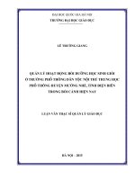Quản lý hoạt động bồi dưỡng học sinh giỏi ở trường phổ thông dân tộc nội trú trung học phổ thông huyện Mường Nhé, tỉnh Điện Biên trong bối cảnh hiện nay