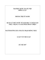 Quản lý nhà nước về giáo dục và đào tạo thực trạng và giải pháp hoàn thiện : Luận văn ThS. Luật: 60.38.01