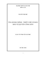 Tòa hành chính - thiết chế cơ bản bảo vệ quyền công dân : Luận văn ThS. Luật: 60 38 01