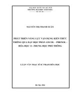 Phát triển năng lực vận dụng kiến thức thông qua dạy học phần Ancol - Phenol - Hóa học 11 - Trung học phổ thông
