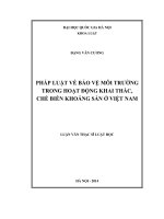 Pháp luật về bảo vệ môi trường trong hoạt động khai thác, chế biến khoáng sản ở Việt Nam : Luận văn ThS. Luật: 60 38 01 07