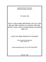 Quản lý hoạt động bồi dưỡng năng lực cho đội ngũ Hiệu trưởng các trường Tiểu học huyện Vụ Bản tỉnh Nam Định trong giai đoạn hiện nay
