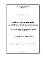 SỰ ĐỘC LẬP CỦA HOẠT ĐỘNG XÉT XỬ (QUA THỰC TIỄN CỦA TÒA ÁN NHÂN DÂN THÀNH PHỐ HẢI PHÒNG)