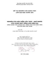 NGHIÊN CỨU ĐẶC ĐIỂM CẤU TRÚC - NGỮ NGHĨA CỦA DANH NGỮ TIẾNG HÁN HIỆN ĐẠI (ỨNG DỤNG VÀO GIẢNG DẠY TIẾNG HÁN CHO SINH VIÊN CHUYÊN NGỮ VIỆT NAM)