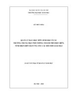 Quản lý dạy học môn Sinh học ở các trường trung học phổ thông thành phố Điện Biên, tỉnh Điện Biên đáp ứng yêu cầu đổi mới giáo dục: Luận văn ThS. Giáo dục học: 60 14 01 14