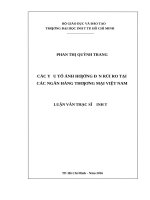 Các yếu tố ảnh hưởng đến rủi ro tại các ngân hàng thương mại việt nam 