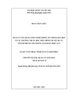 Quản lý ứng dụng công nghệ thông tin trong dạy học ở các trường trung học phổ thông huyện Ba Vì, thành phố Hà Nội trong giai đoạn hiện nay