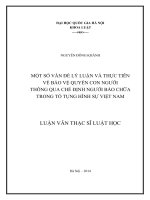 Một số vấn đề lý luận và thực tiễn về bảo vệ quyền con người thông qua chế định người bào chữa trong tố tụng hình sự Việt Nam : Luận văn ThS. Luật: 60 38 40