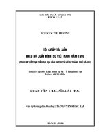 Tội cướp tài sản theo Bộ luật hình sự Việt Nam năm 1999 (Trên cơ sở thực tiễn tại địa bàn huyện Từ Liêm, Thành phố Hà Nội): Luận văn ThS. Luật: 60 38 01 04