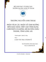 Phân tích các nhân tố ảnh hưởng đến khả năng tiếp cận tín dụng chính thức của nông hộ huyện châu thành tỉnh long an 