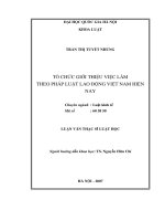 Tổ chức giới thiệu việc làm theo pháp luật lao động Việt Nam hiện nay : Luận văn ThS. Luật: 60.38.50