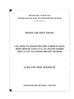 Các nhân tố ảnh hưởng đến ý định sử dụng phần mềm kế toán của các doanh nghiệp nhỏ và vừa tại thành phố hồ chí minh 