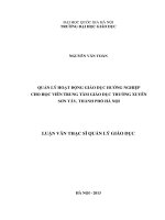 Quản lý hoạt động giáo dục hướng nghiệp cho học viên Trung tâm Giáo dục thường xuyên Sơn Tây, thành phố Hà Nội : Luận văn ThS. Giáo dục học: 60 14 05