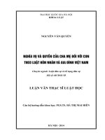 Nghĩa vụ và quyền của cha mẹ đối với con theo Luật hôn nhân và gia đình Việt Nam : Luận văn ThS. Luật: 60 38 01 03
