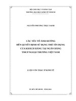 Các yếu tố ảnh hưởng đến quyết định sử dụng thẻ tín dụng của khách hàng tại ngân hàng TMCP ngoại thương việt nam 