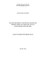 Xây dựng hệ thống và hướng dẫn giải bài tập chương "Sóng cơ và sóng âm" Vật lí 12 dành cho học sinh lớp chọn
