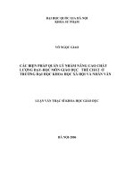Các biện pháp quản lý nhằm nâng cao chất lượng giảng dạy, học tập môn giáo dục thể chất ở Trường Đại học Khoa học Xã hội và Nhân văn : Luận văn ThS. Giáo dục học: 60 14 05