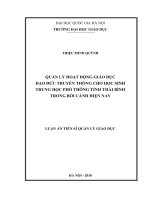 Quản lý hoạt động giáo dục đạo đức truyền thống cho  học sinh Trung học phổ thông tỉnh Thái Bình trong bối cảnh hiện nay :  Luận án TS. Khoa học giáo dục: 91401