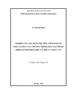 Nghiên cứu xây dựng Bộ tiêu chí đánh giá chất lượng các chương trình đào tạo thuộc khối ngành khoa học xã hội và nhân văn